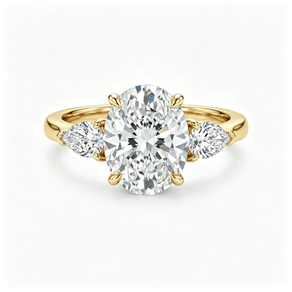LUCERARO Stacking | Oval & V-shaped Diamond Ring - SR03688