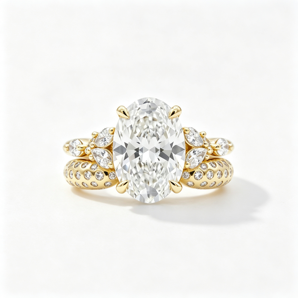 LUCERARO Stacking | Oval & Cuff Diamond Ring - SR02488