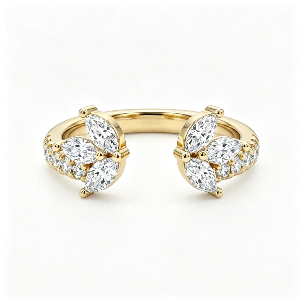LUCERARO Wedding | Marquise Cluster Open Diamond Ring - WR01060