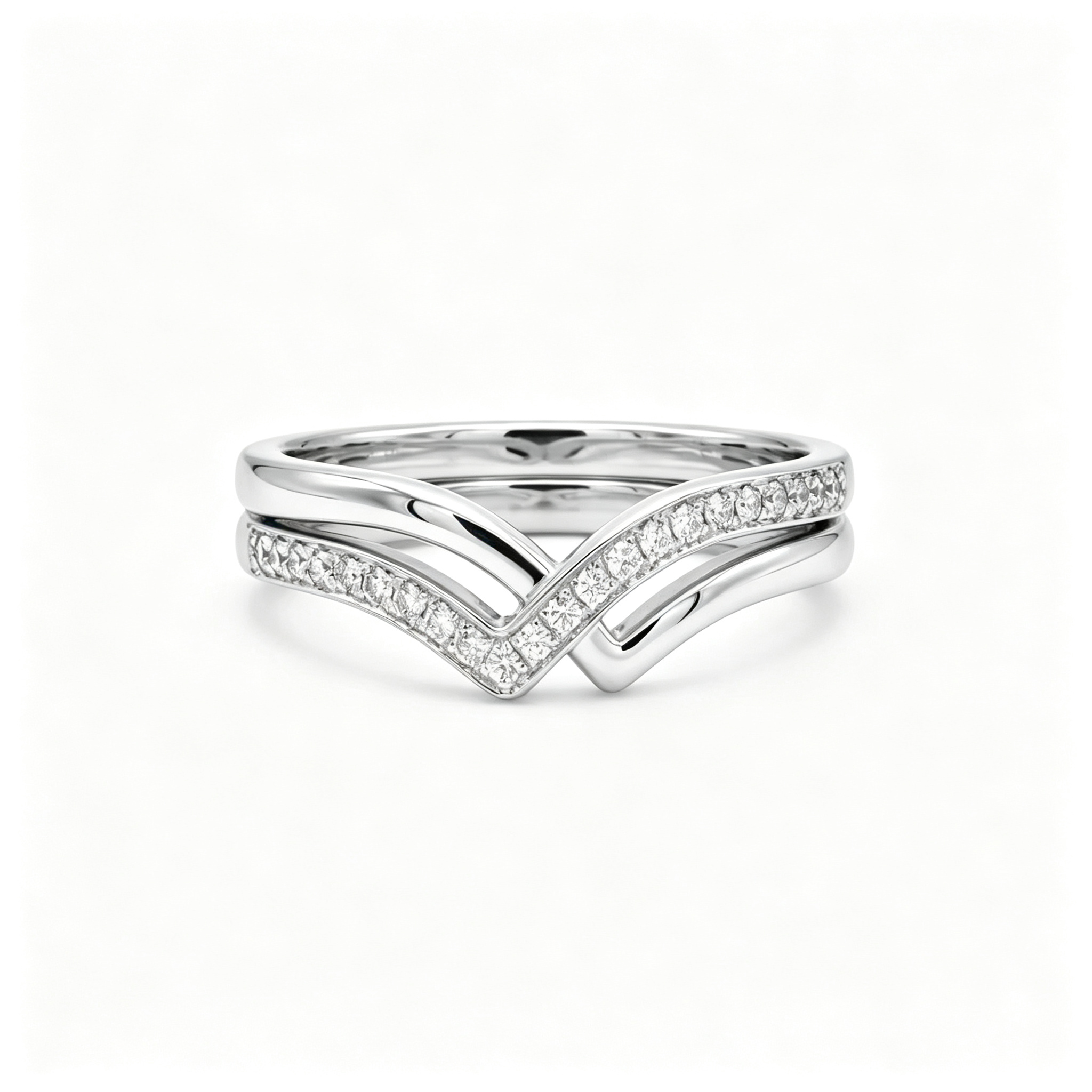 LUCERARO Wedding | V Double-Sided Diamond Ring - WR01544