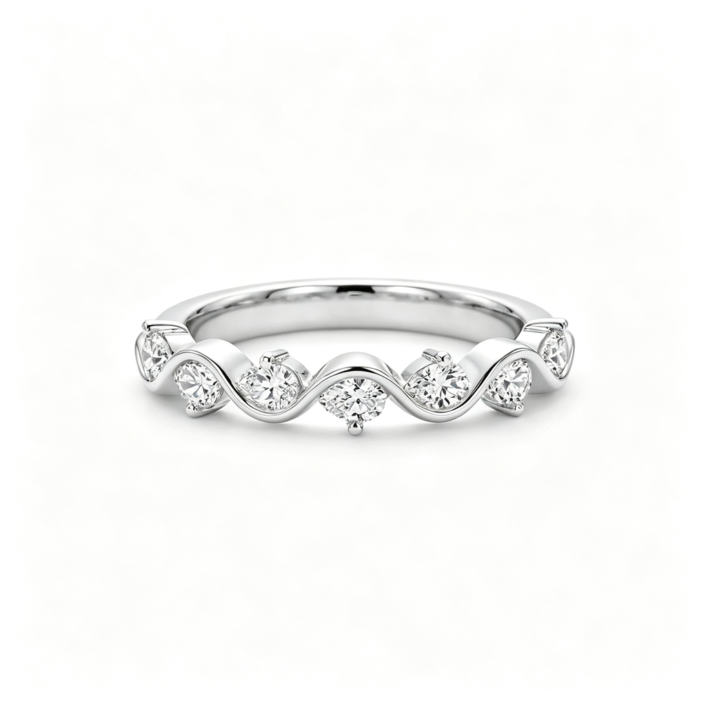 LUCERARO Wedding | Round Lab-Grown Diamond Wave Ring 1/3 ct. tw.