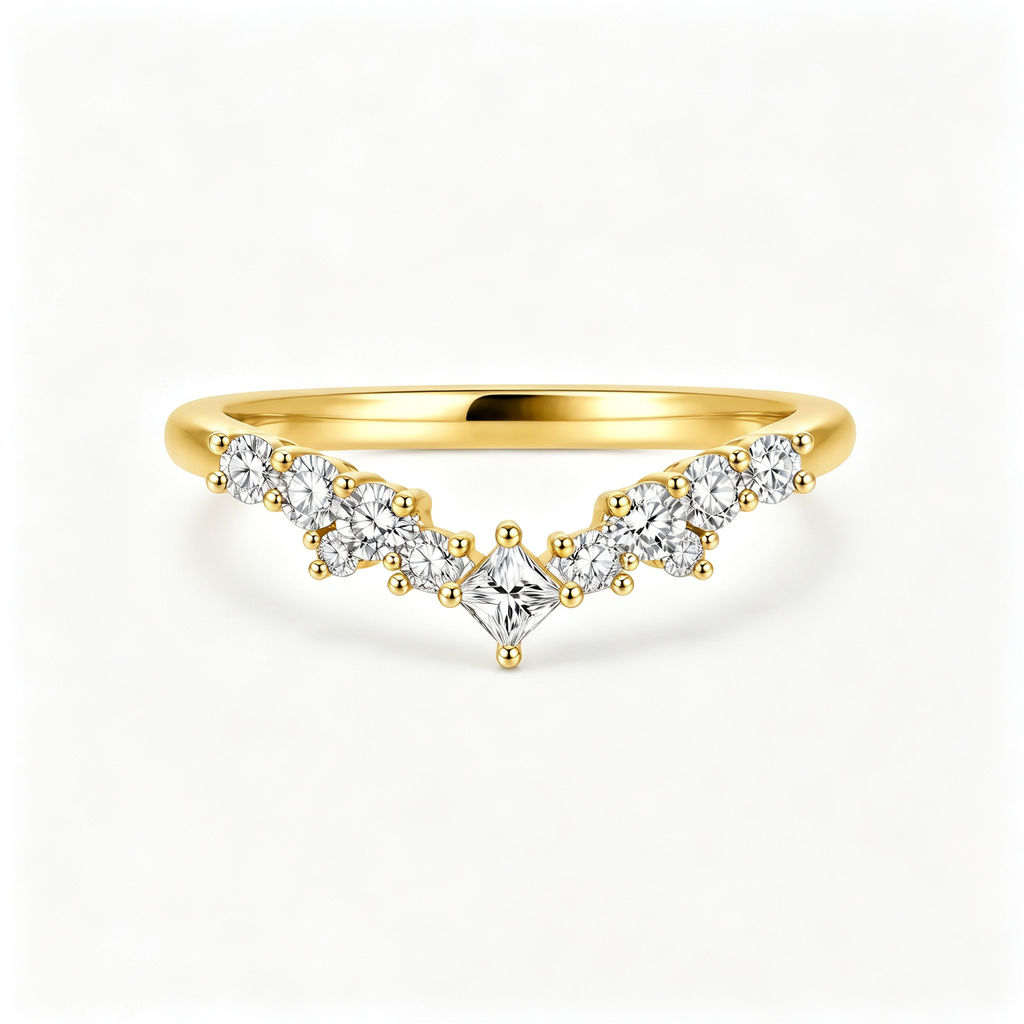 LUCERARO Wedding | V-Contour Diamond Band Ring - WR01200