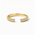 LUCERARO Wedding | Brushed Gold Milgrain Open Diamond Ring - WR01320