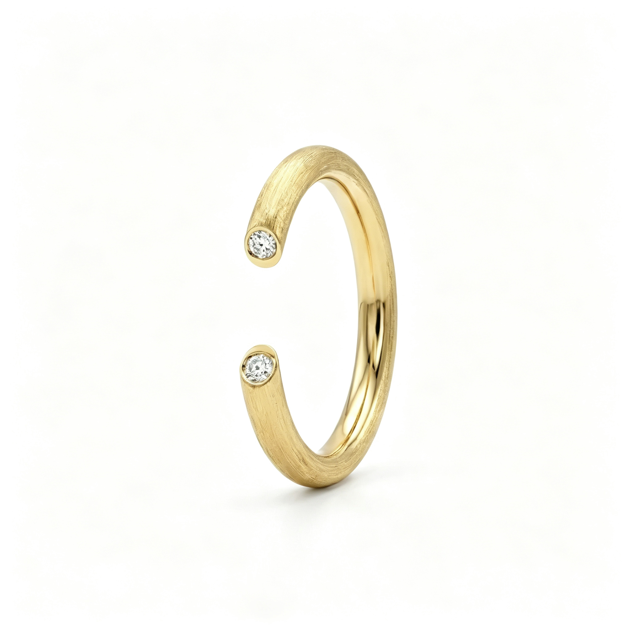 LUCERARO Wedding | Satin-Brushed Diamond Cuff Ring - WR00760