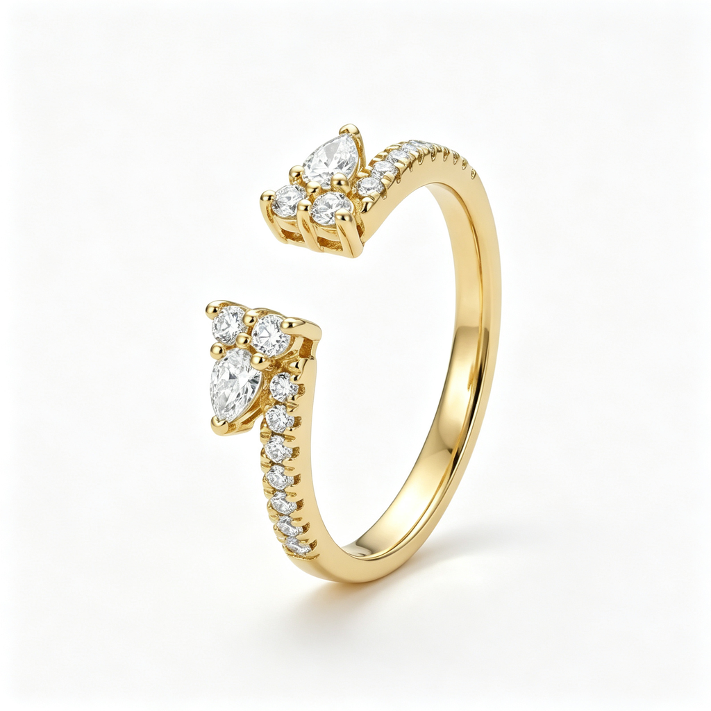 LUCERARO Wedding | Trefoil Open Diamond Ring - WR01104