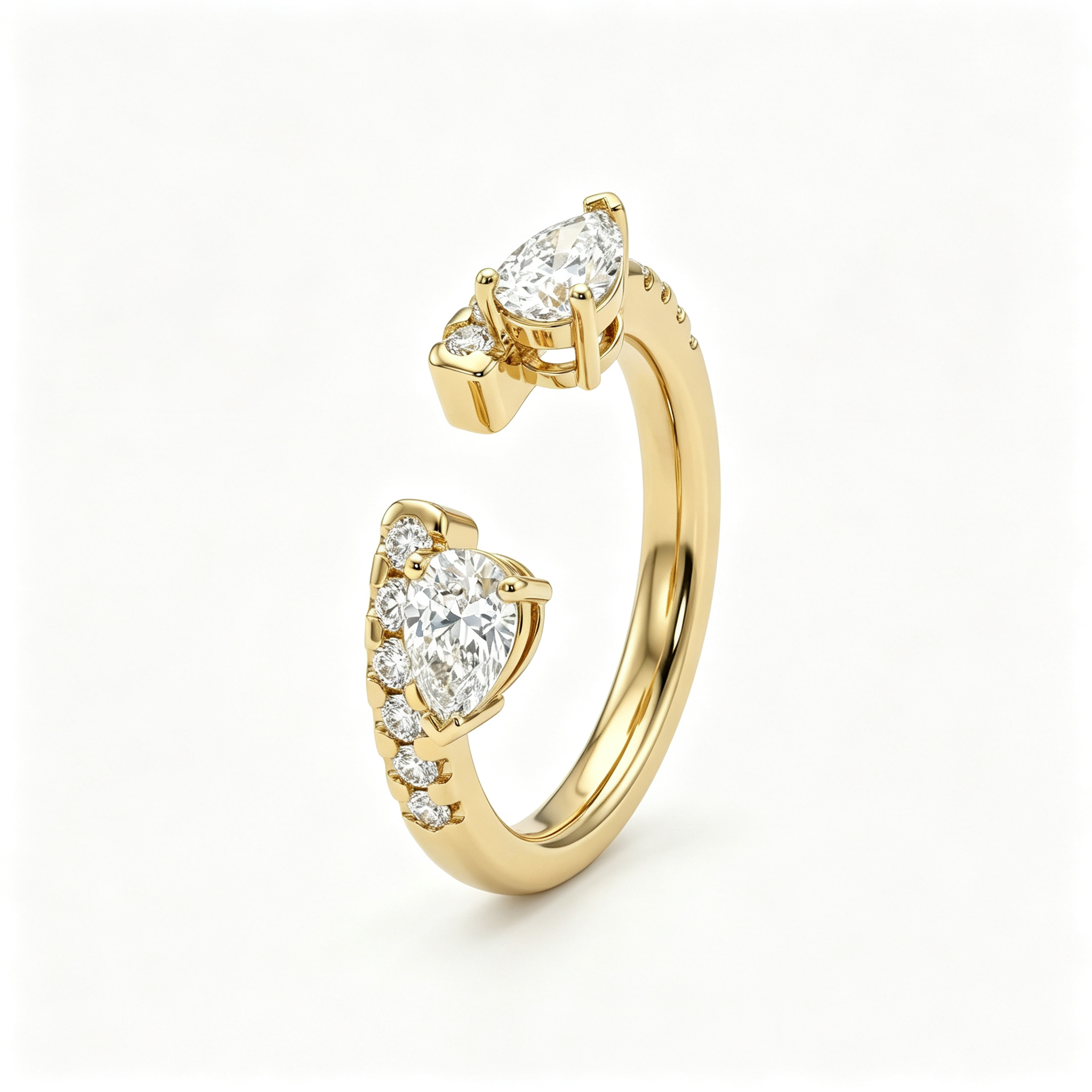 LUCERARO Wedding | Pear Cuff Diamond Ring - WR01160
