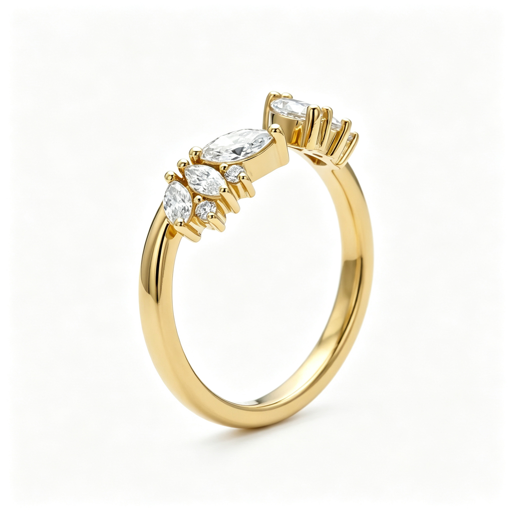 LUCERARO Wedding | Marquise Open Cuff Diamond Ring - WR01160