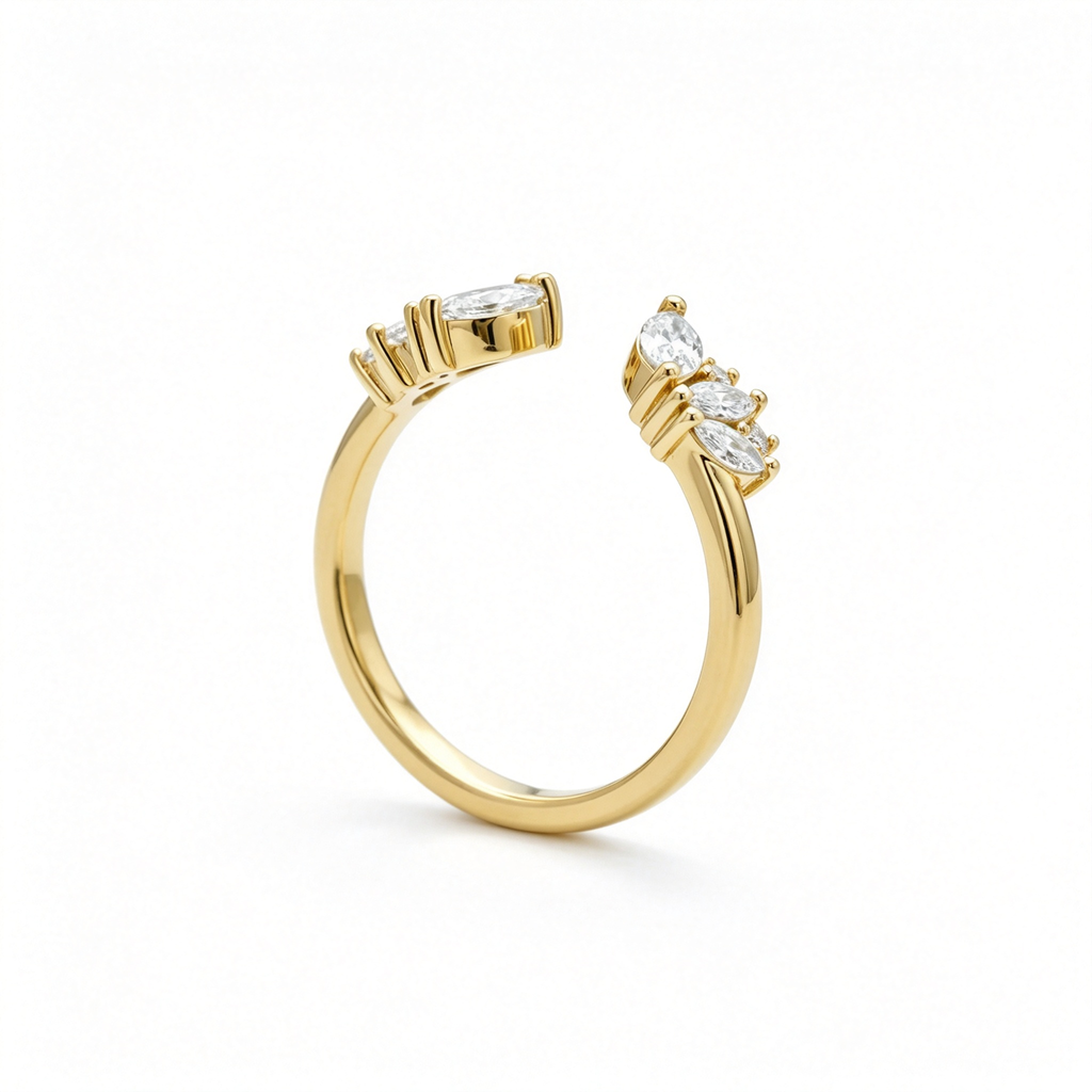 LUCERARO Wedding | Marquise Open Cuff Diamond Ring - WR01160