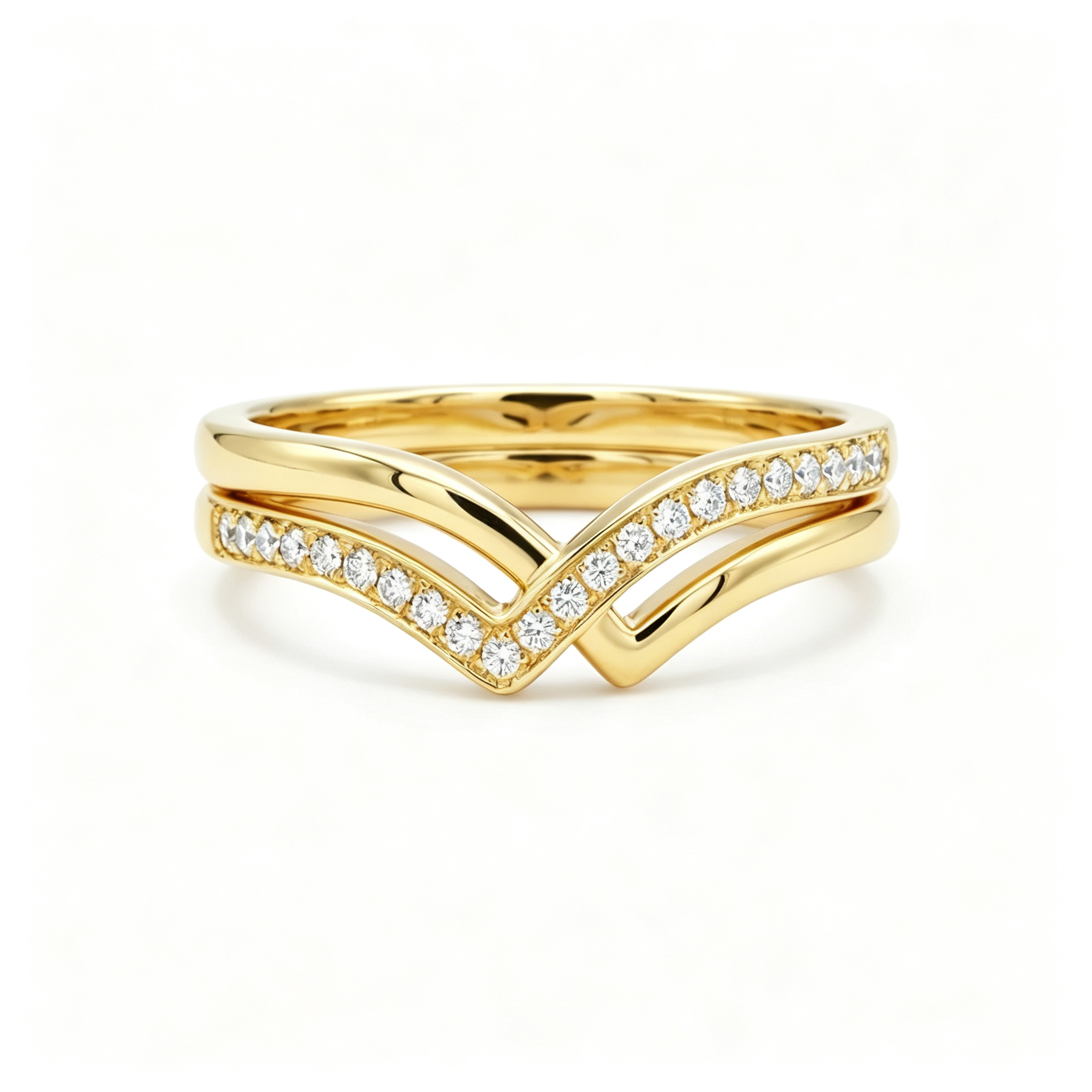 LUCERARO Wedding | V Double-Sided Diamond Ring - WR01544