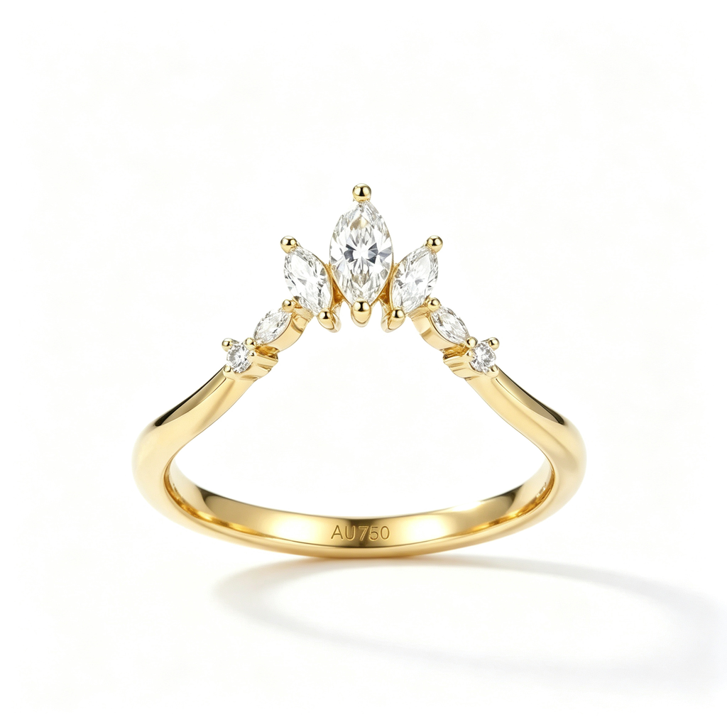 LUCERARO Wedding | Marquise Chevron Diamond Band Ring - WR00920