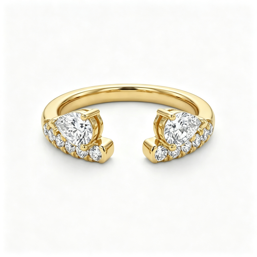 LUCERARO Wedding | Pear Cuff Diamond Ring - WR01160