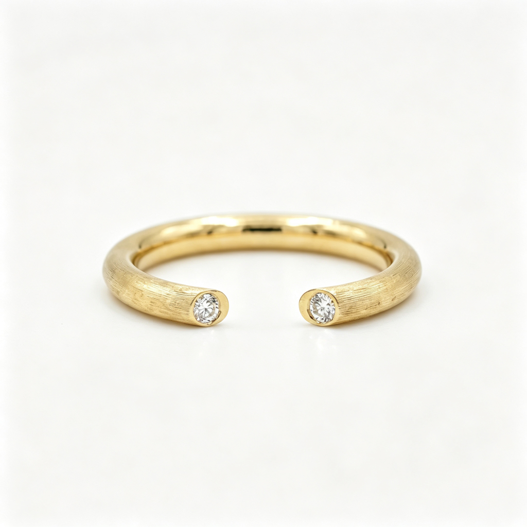 LUCERARO Wedding | Satin-Brushed Diamond Cuff Ring - WR00760
