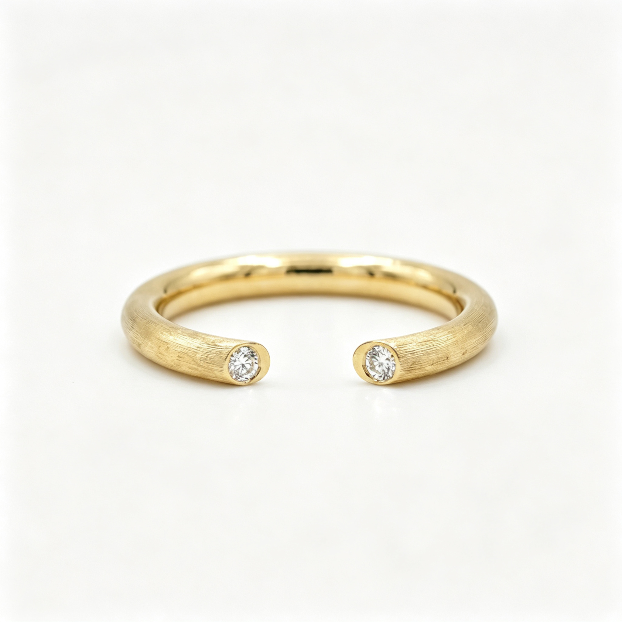 LUCERARO Wedding | Satin-Brushed Diamond Cuff Ring - WR00760