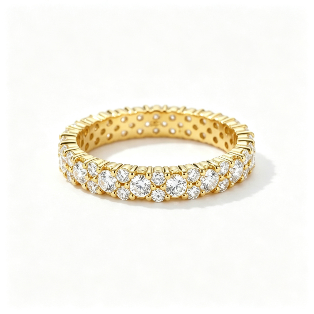 LUCERARO Wedding | Double Row Diamond Eternity Band - WR01088