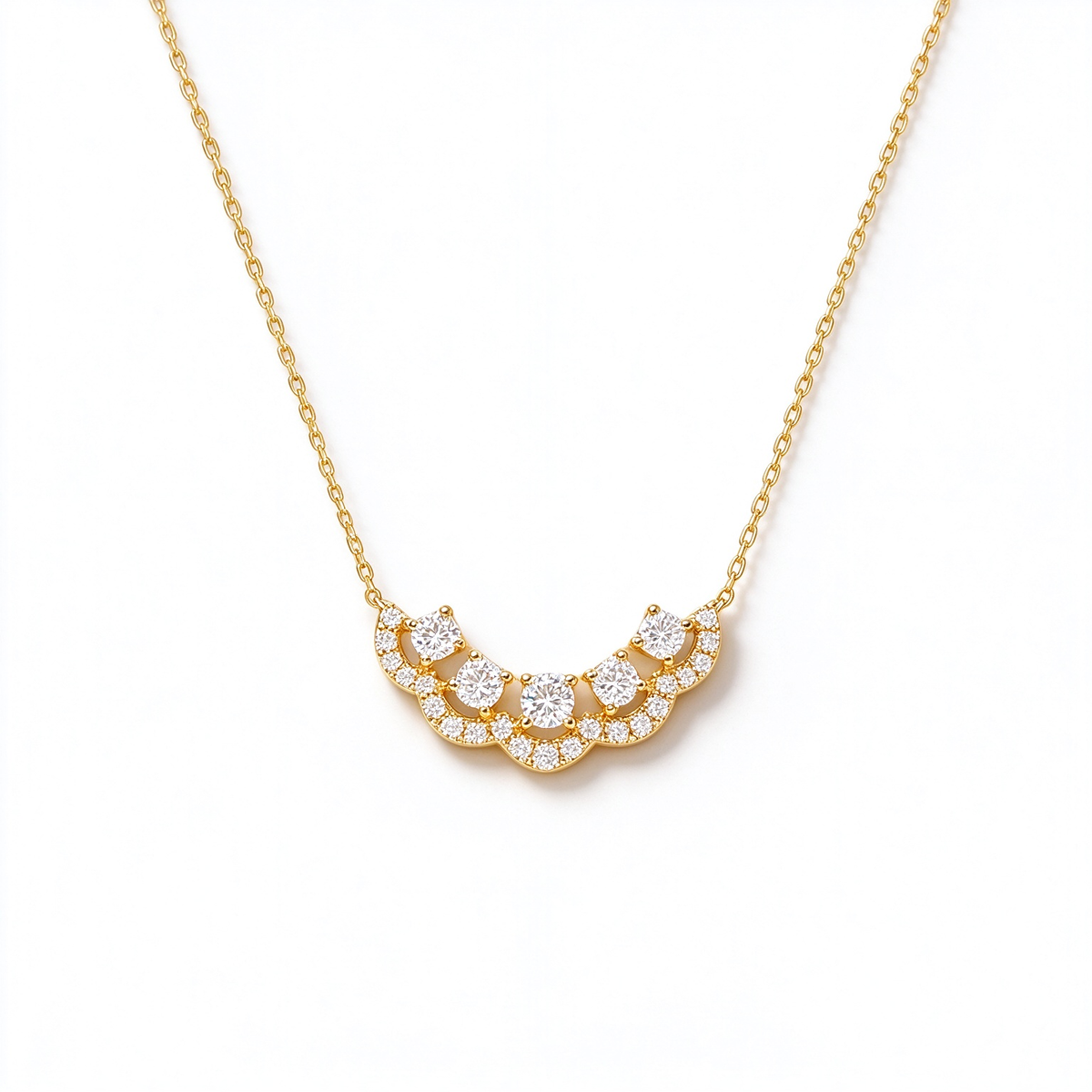 LUCERARO Necklace | Round Lab-Grown Diamond Curved Fan Necklace 3/4 ct. tw.