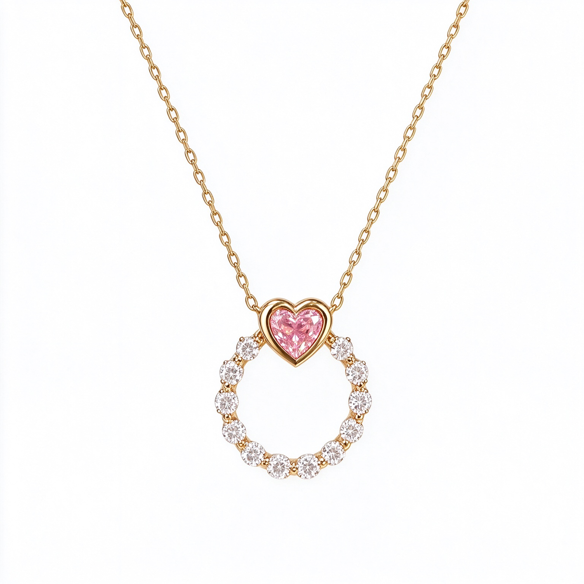 LUCERARO Necklace | Fancy Pink Heart & Round Lab-Grown Diamond Necklace 1 ct. tw.