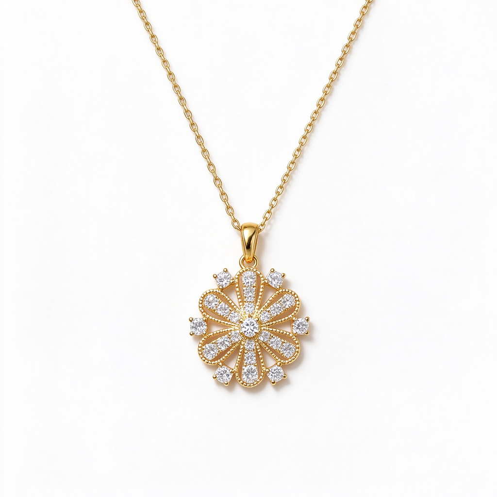 LUCERARO Necklace | Floral Burst Lab-Grown Diamond Necklace 5/8 ct. tw.