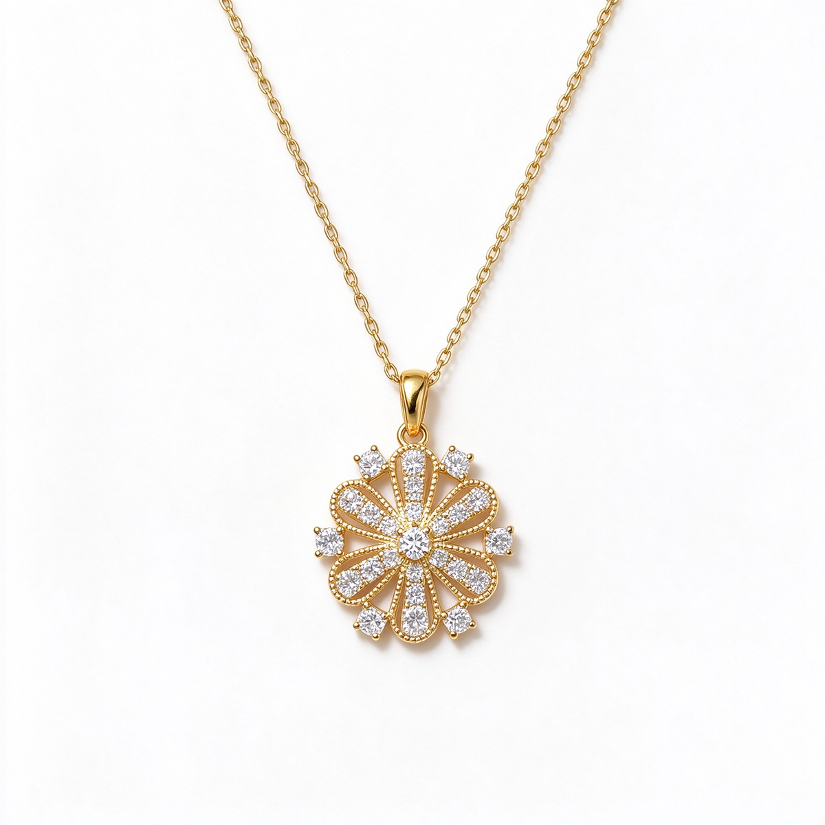 LUCERARO Necklace | Floral Burst Lab-Grown Diamond Necklace 5/8 ct. tw.