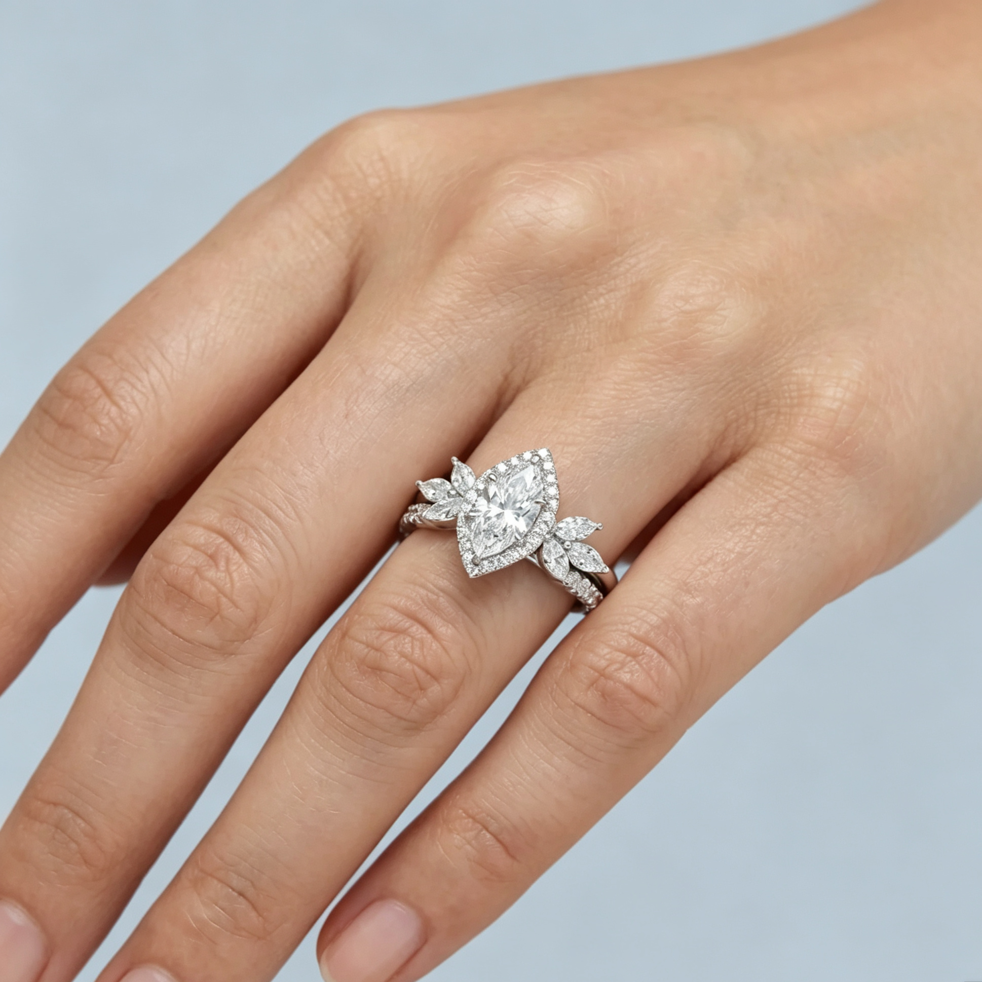 LUCERARO Stacking | Marquise & Cuff Diamond Ring - SR02695