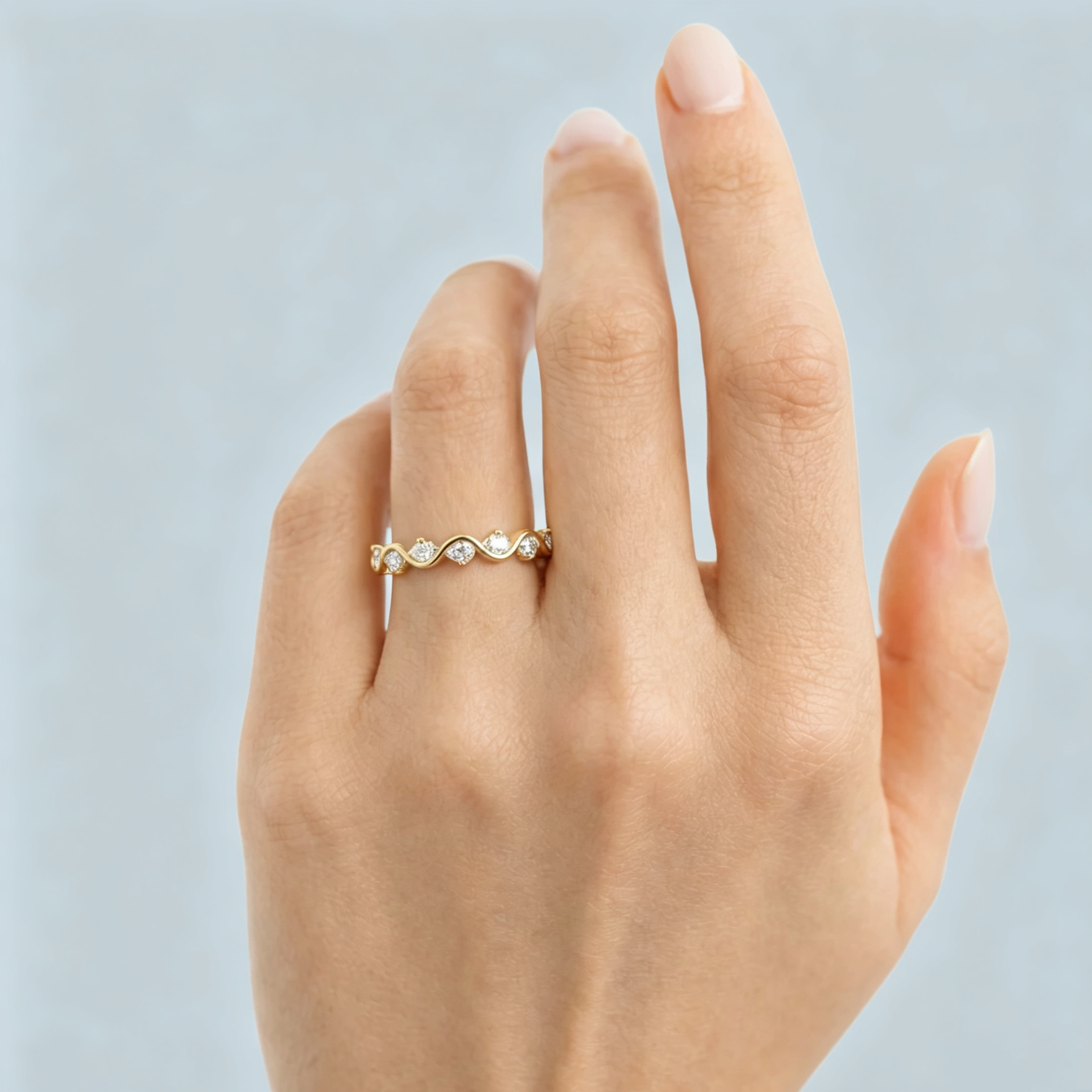 LUCERARO Wedding | Pear Wave Diamond Ring - WR00784