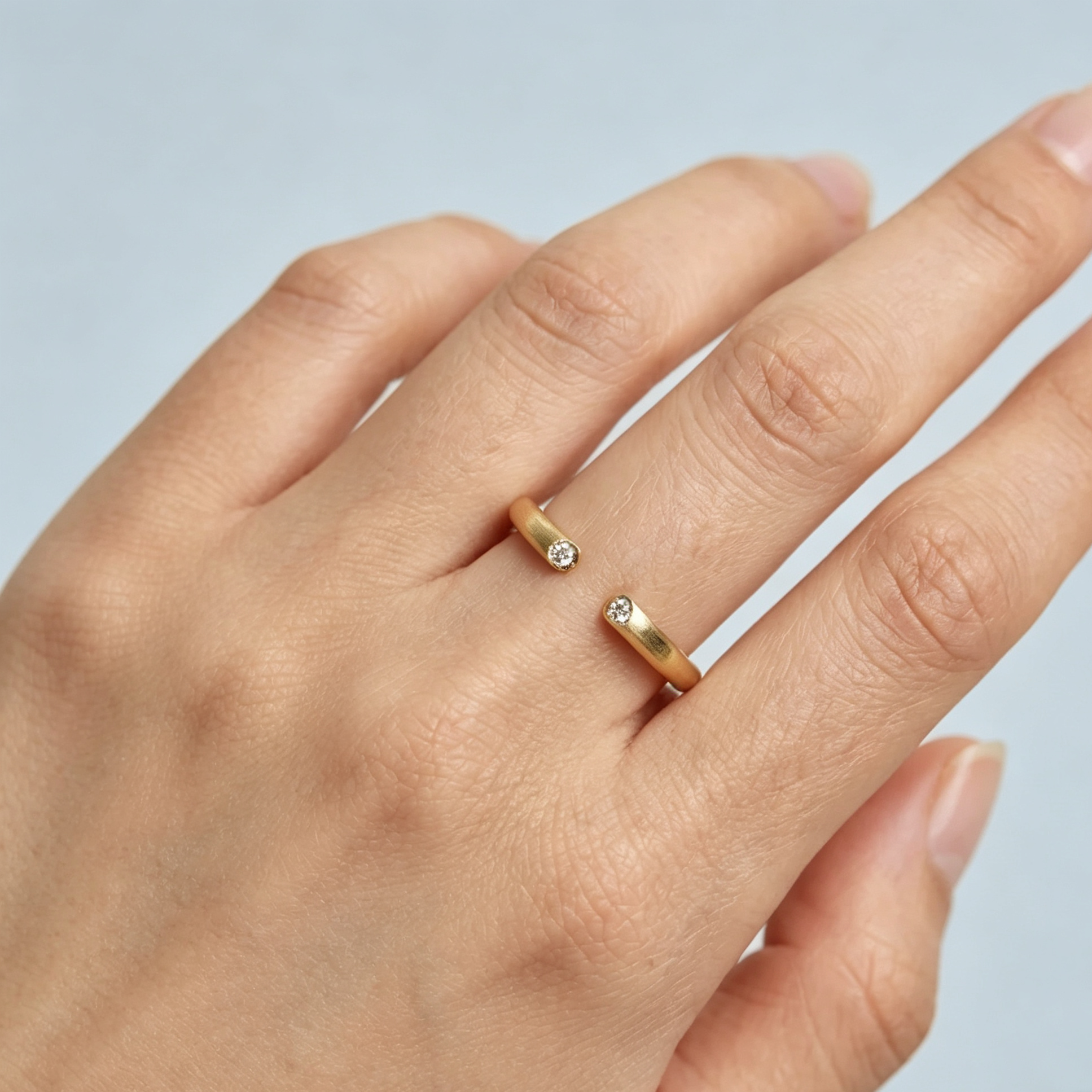LUCERARO Wedding | Satin-Brushed Diamond Cuff Ring - WR00760