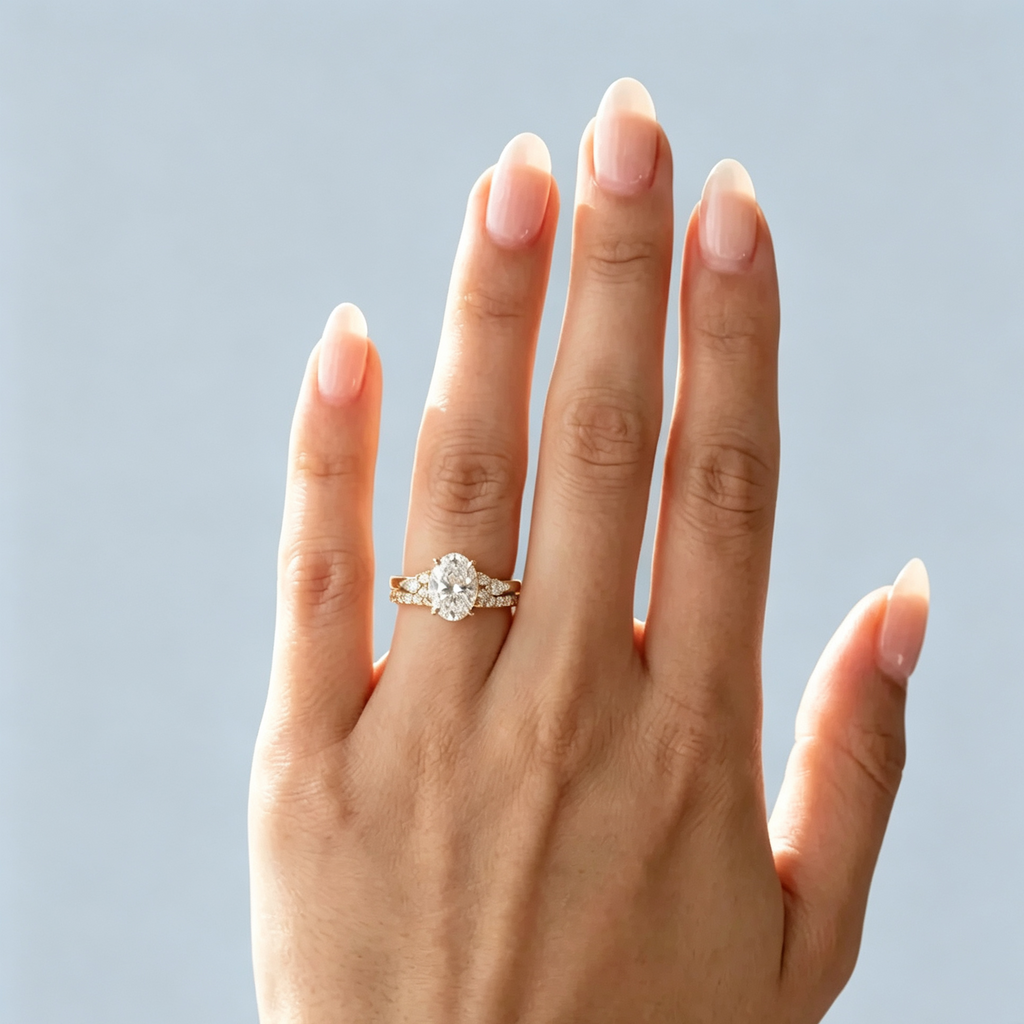 LUCERARO Stacking | Oval & Cuff Diamond Ring - SR02648