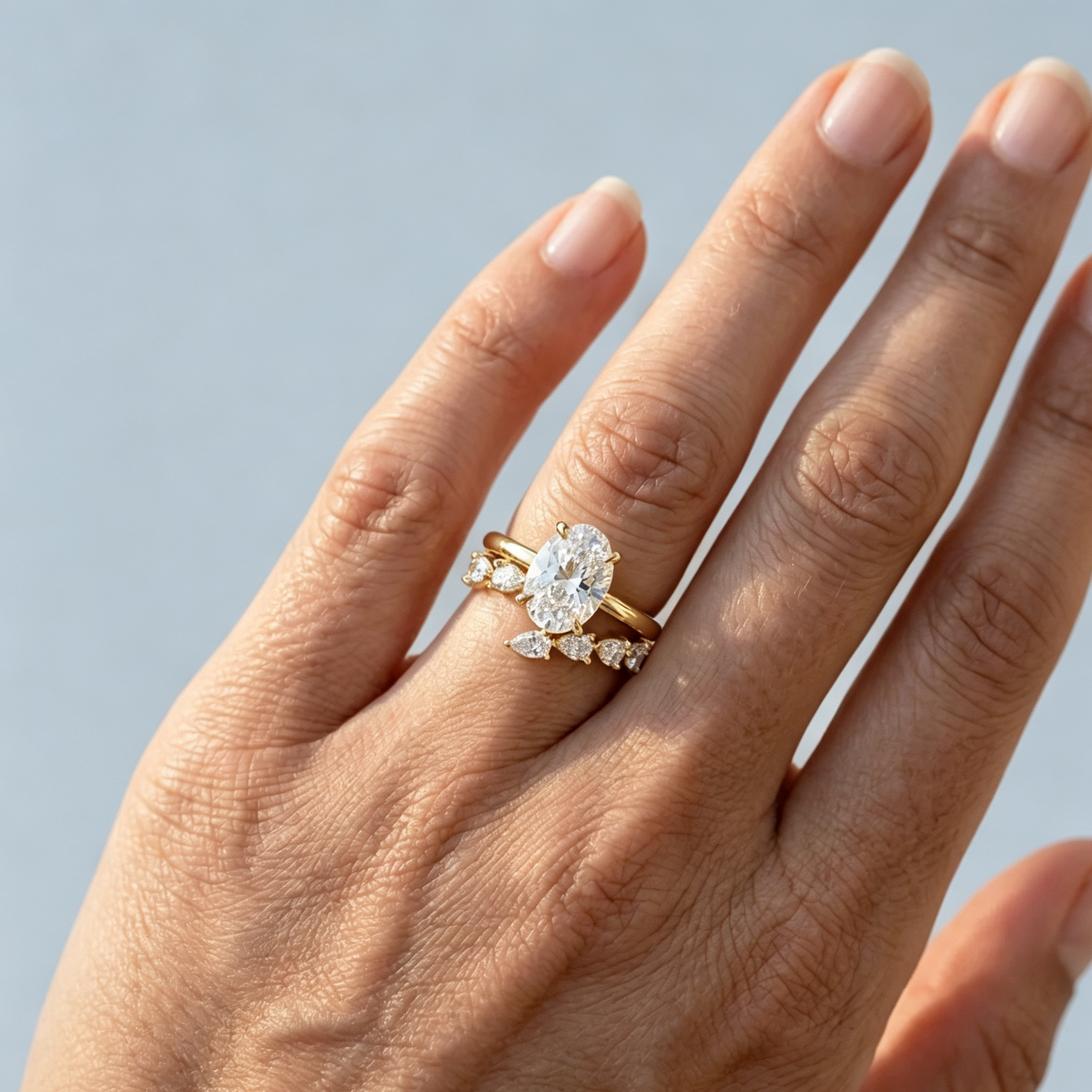 LUCERARO Stacking | Pear Cuff Diamond Ring - SR02704