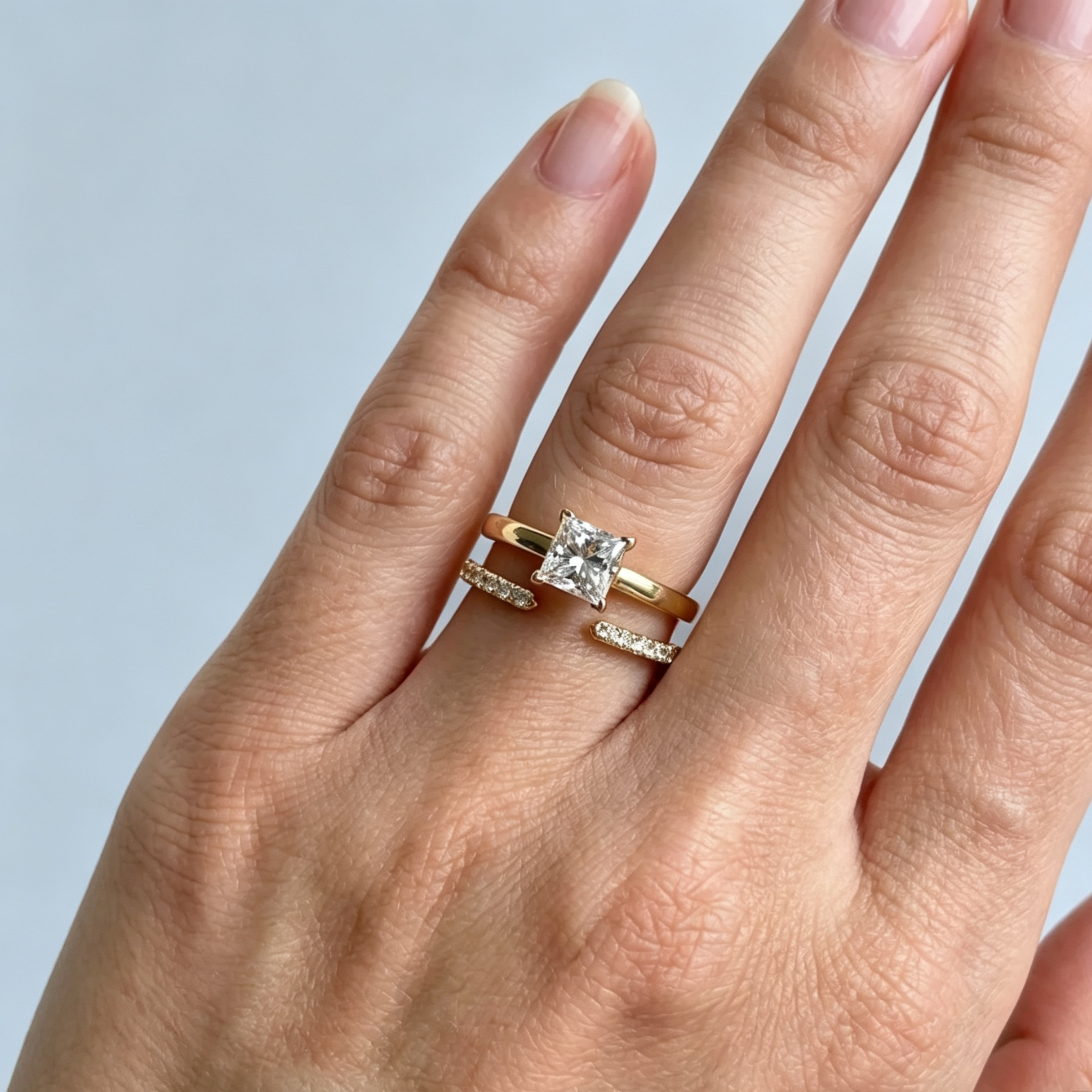 LUCERARO Stacking | Princess & Cuff Diamond Ring - SR02464