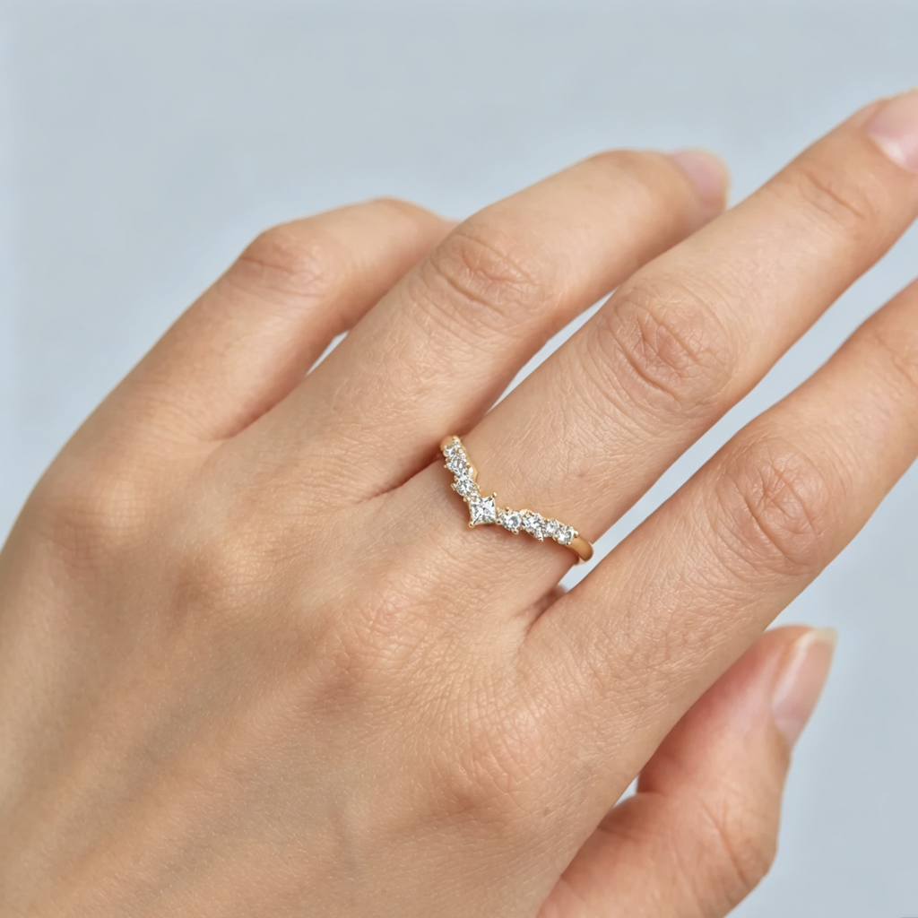 LUCERARO Wedding | V-Contour Diamond Band Ring - WR01200