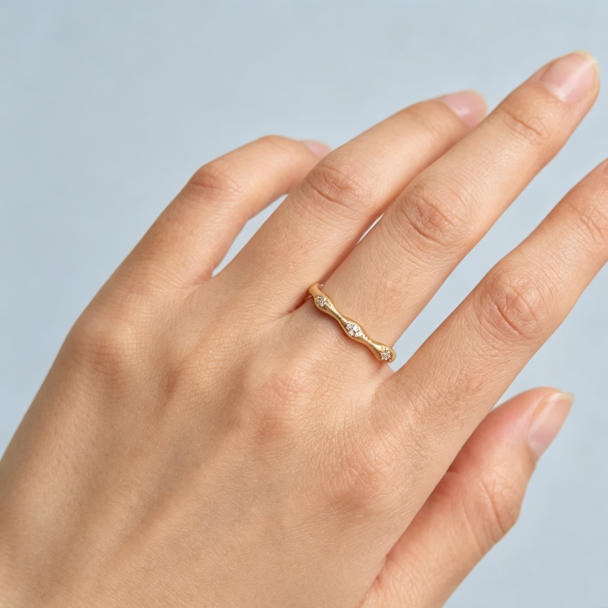LUCERARO Wedding | Hand-Brushed Diamond Ring - WR01280