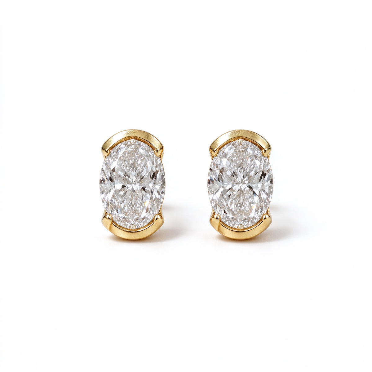 LUCERARO Earrings | Oval Lab-Grown Diamond Bezel Stud Earrings 2.00 ct. tw. (pair)