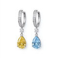 LUCERARO Earrings | Asymmetrical Yellow & Blue Pear Lab-Grown Diamond Drop Earrings 1 2/5 ct. tw. (pair)