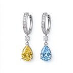 LUCERARO Earrings | Asymmetrical Yellow & Blue Pear Lab-Grown Diamond Drop Earrings 1 2/5 ct. tw. (pair)