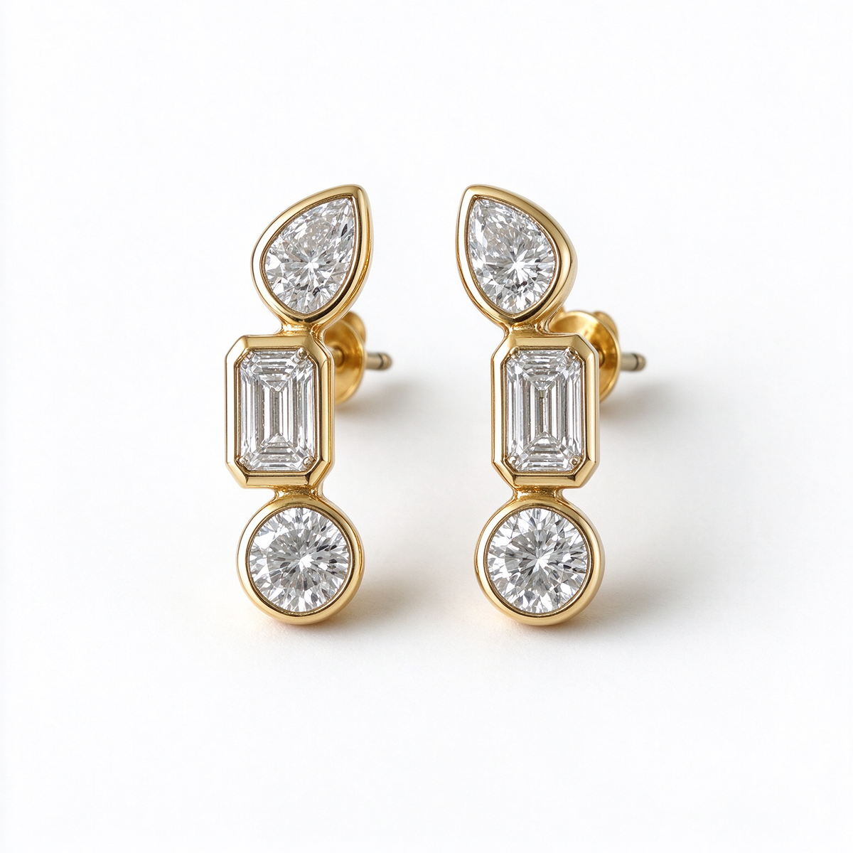 LUCERARO Earrings | Triple-Shape Lab-Grown Diamond Bezel Earrings 7/8 ct. tw. (pair)
