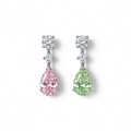 LUCERARO Earrings | Asymmetrical Pink & Green Pear Lab-Grown Diamond Drop Earrings 1 7/8 ct. tw. (pair)