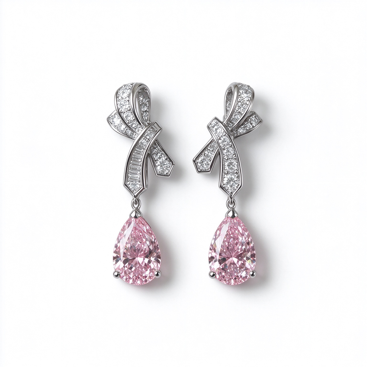 LUCERARO Earrings | Fancy Pink Pear & Diamond Ribbon Drop Earrings 1 5/8 ct. tw. (pair)