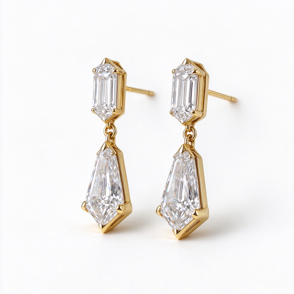LUCERARO Earrings | Geometric Step-Cut Lab-Grown Diamond Drop Earrings 1 7/8 ct. tw. (pair)