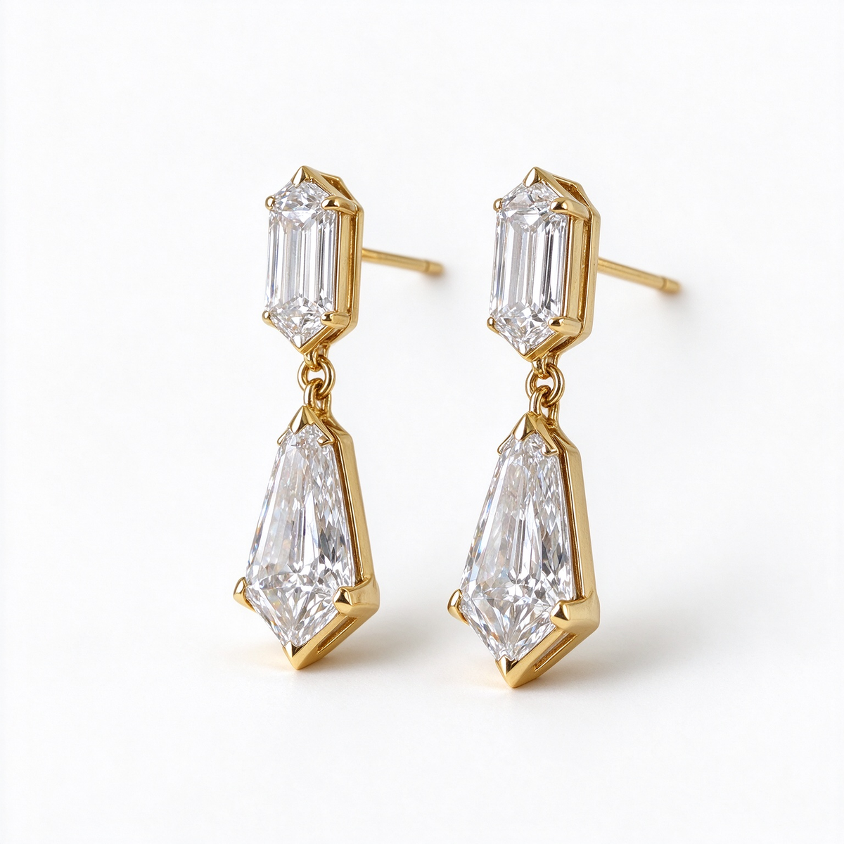 LUCERARO Earrings | Geometric Step-Cut Lab-Grown Diamond Drop Earrings 1 7/8 ct. tw. (pair)