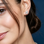 LUCERARO Earrings | Emerald Halo Stud Earrings - JE01995