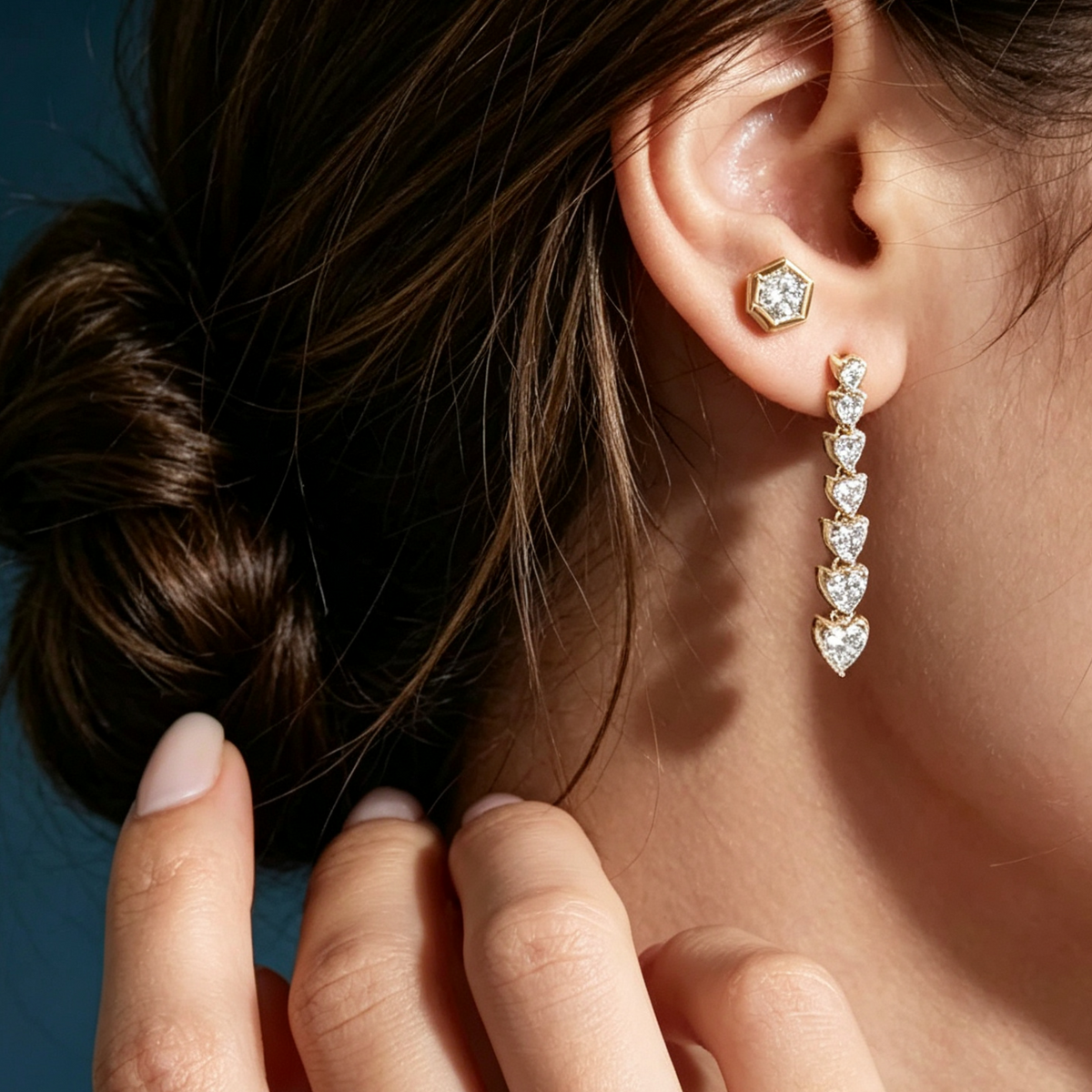 LUCERARO Earrings | Hexagon Bezel Stud Earrings - JE00425