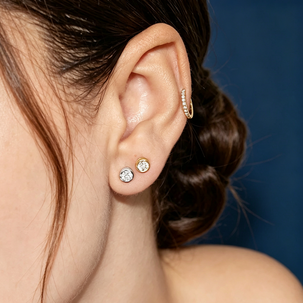 LUCERARO Earrings | Diamond Bezel Stud Earrings - JE00796