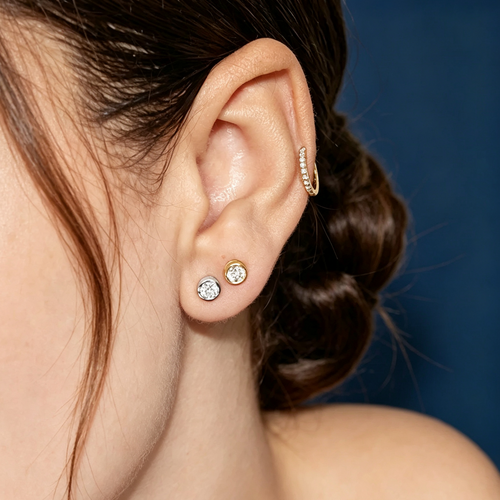 LUCERARO Earrings | Diamond Bezel Stud Earrings - JE00796