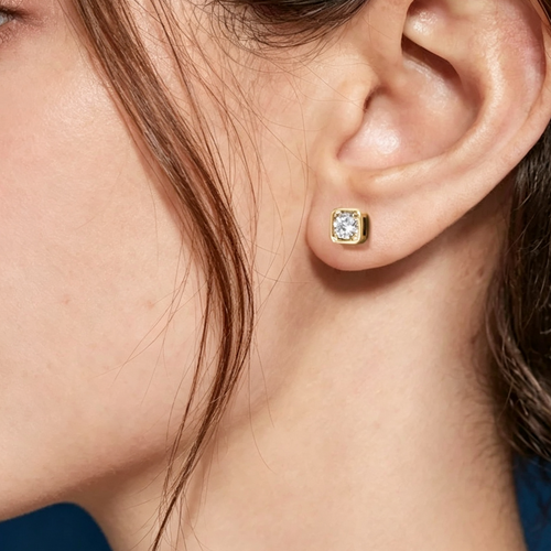 LUCERARO Earrings | Bezel Stud Earrings - JE01025