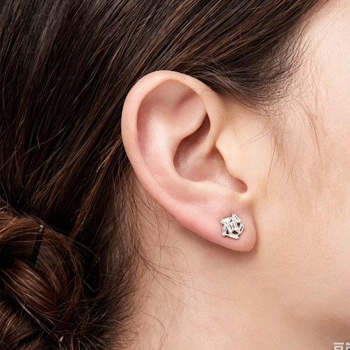 LUCERARO Earrings | Baguette Diamond Stud Earrings - JE01150