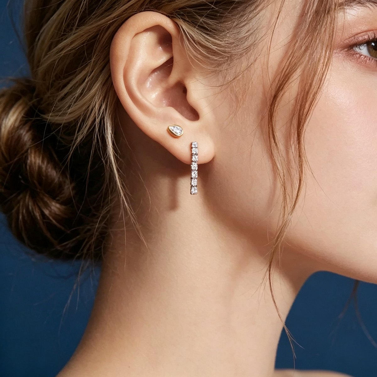 LUCERARO Earrings | Pear Bezel Stud Earrings - JE00795